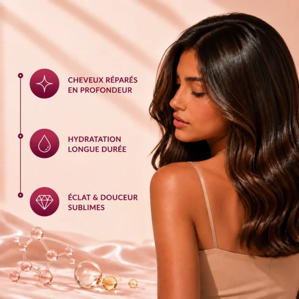 hair k paris routine renaissance reparation brillance douceur - Hair K Paris Routine Renaissance Hair K Paris conçue pour réparer les cheveux abîmés, hydrater les longueurs sèches, améliorer la douceur, renforcer la fibre capillaire et révéler des cheveux plus brillants et plus résistants.