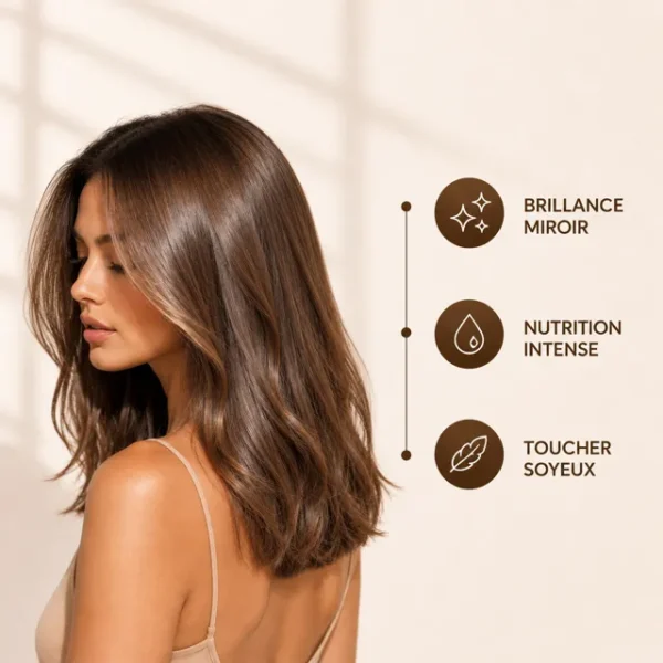 hair k paris cheveux brillance miroir toucher soie - Hair K Paris Résultat obtenu avec la routine Nutri Boost Hair K Paris. Cheveux brillants, souples, doux au toucher et protégés contre le dessèchement.