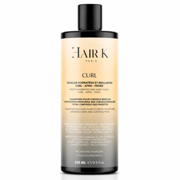 Shampoing Curl Hair K Paris spécialement formulé pour hydrater les cheveux bouclés, frisés et afro, définir les boucles et réduire les frisottis.