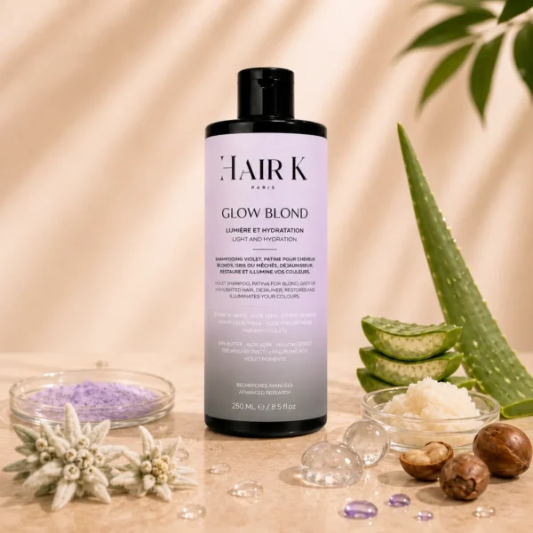 hair k paris shampoing glow blond meches - Hair K Paris Shampoing Glow Blond Hair K Paris, soin déjaunissant pour cheveux blonds, méchés ou décolorés