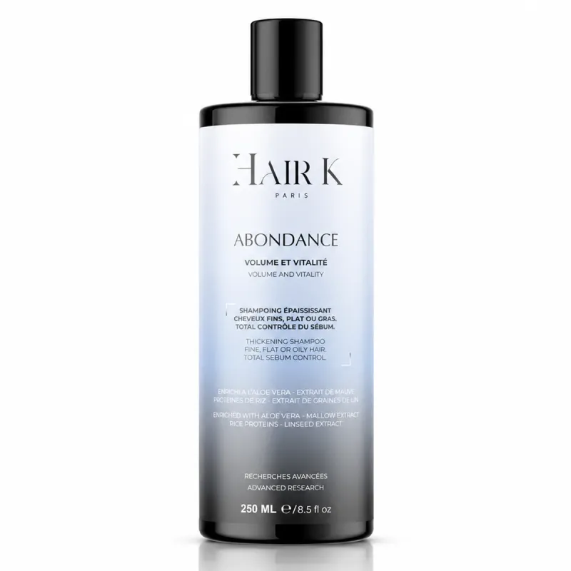 hair k paris shampoing volume cheveux fins - Hair K Paris Shampoing volume Abondance Hair K Paris formulé pour apporter densité, volume et vitalité aux cheveux fins, plats ou en manque de matière.