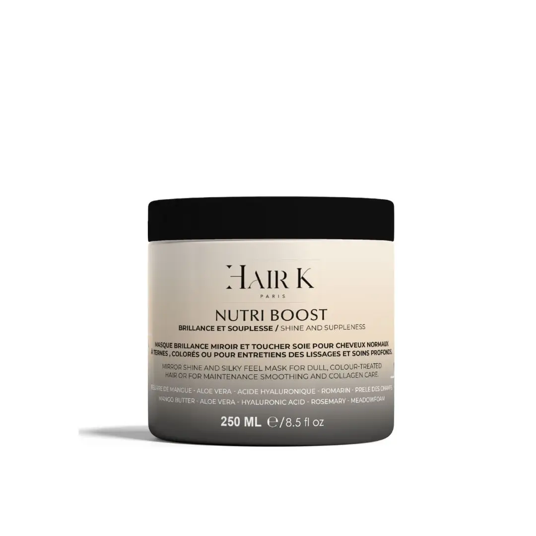 masque cheveux secs normaux brillance hair k paris - Hair K Paris NutriBoost Hair K Paris Haarmaske für trockenes bis normales Haar mit intensivem Nährstoff- und Feuchtigkeitsgehalt, Spiegelglanz und seidigem Griff