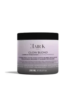 Hair K Paris Glow Blond Patina Violet Mask para neutralizar os reflexos amarelos em cabelos loiros.