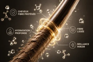 hair k paris lifting therapy soin reparateur fibre capillaire brillance hydratation - Hair K Paris Fibre capillaire réparée grâce au soin Lifting Therapy Hair K Paris, hydratation intense, réduction des frisottis, protection de la cuticule et effet brillant.