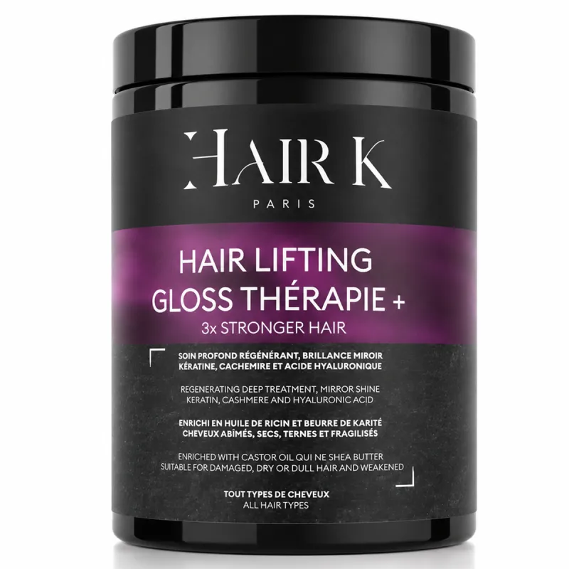 Hair K Paris Hair Lifting Gloss Thérapie+ 1 litre soin profond régénérant à la kératine cachemire et acide hyaluronique