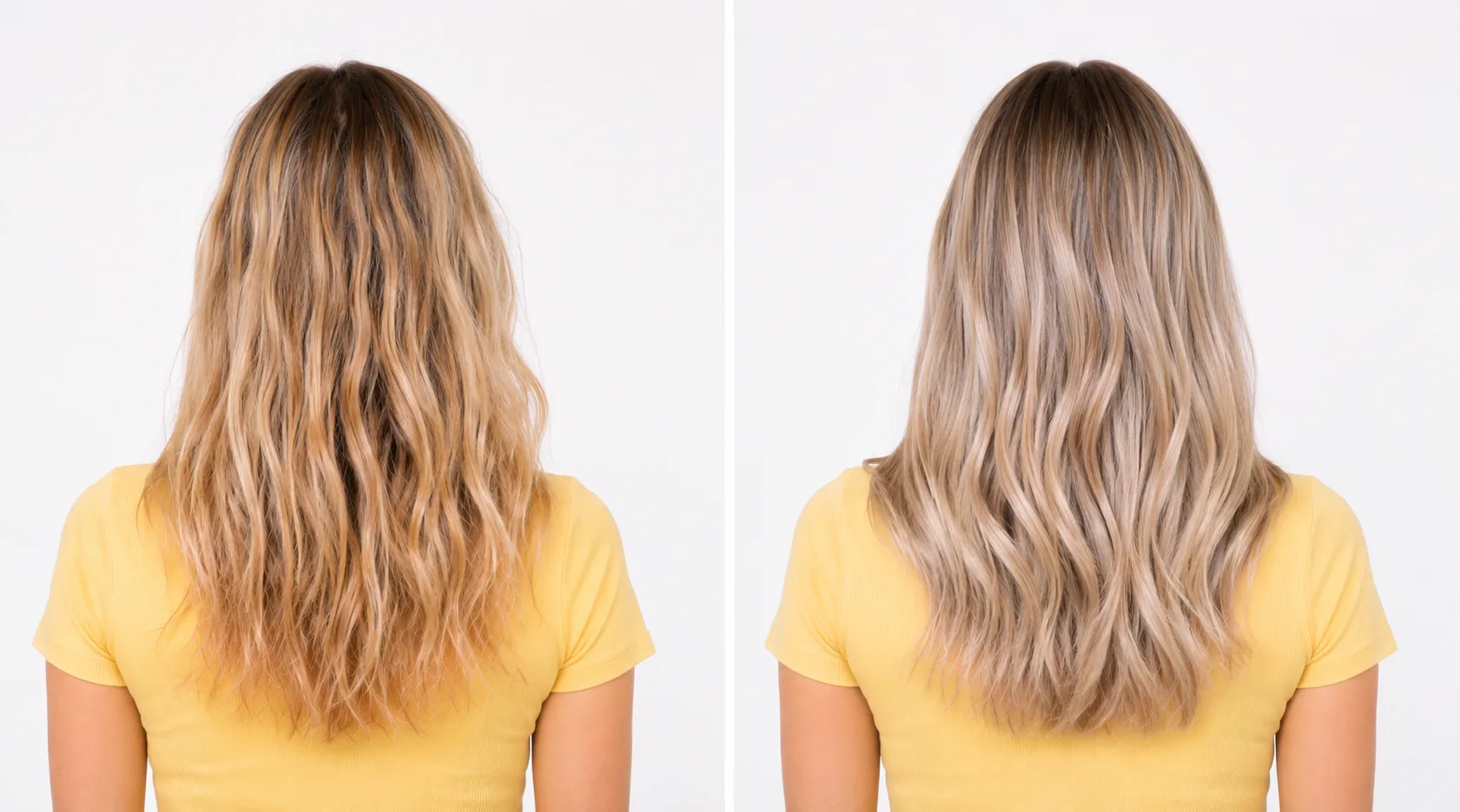 Cheveux blonds plus lumineux avec des reflets froids après la routine Glow Blond Hair K Paris