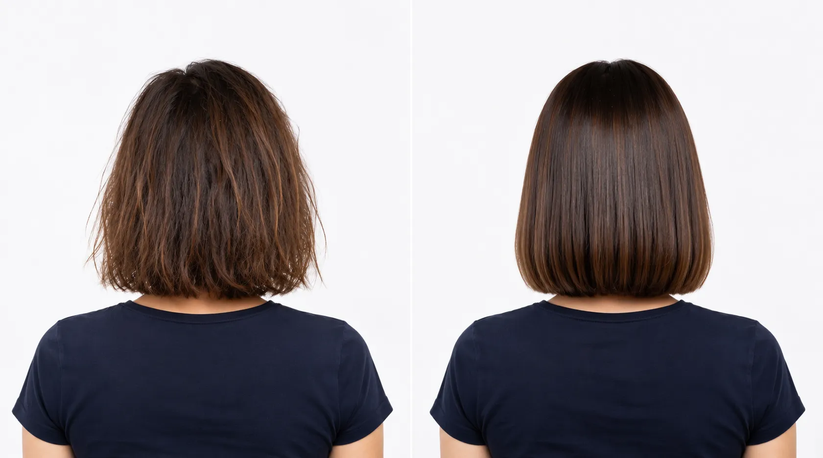 Cheveux visiblement nourris, brillants et plus doux après la routine NutriBoost Hair K Paris